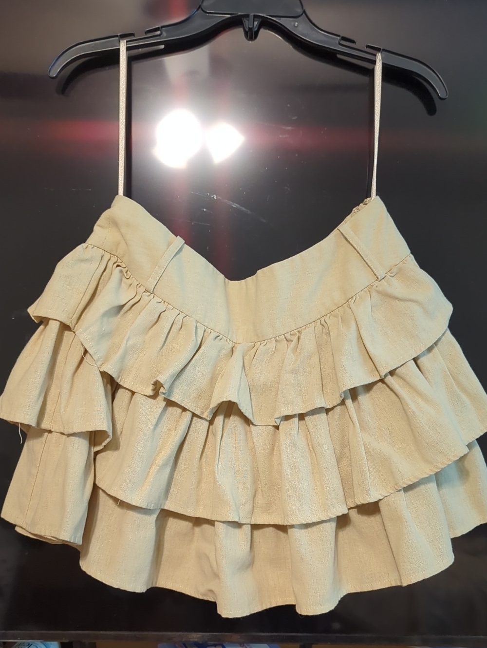Blue Asphalt Cream Tiered Ruffle Midi Skirt